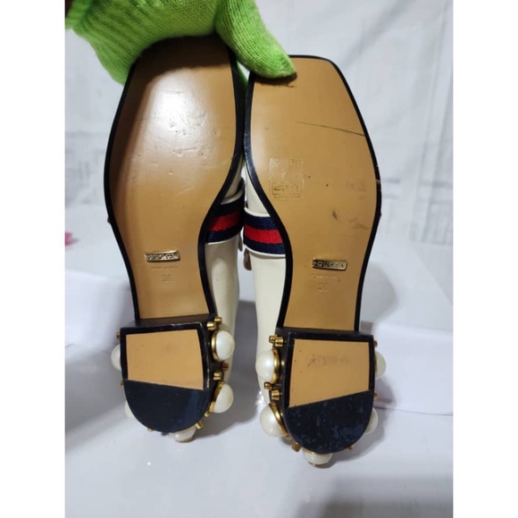 Authentic Gucci Peyton GG Sylvie Pearl Studded Loafer White Size 36 - Picture 10 of 14